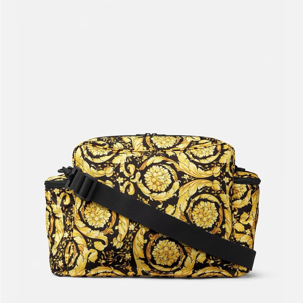 Versace Baby Black & Gold Barocco Diaper Bag